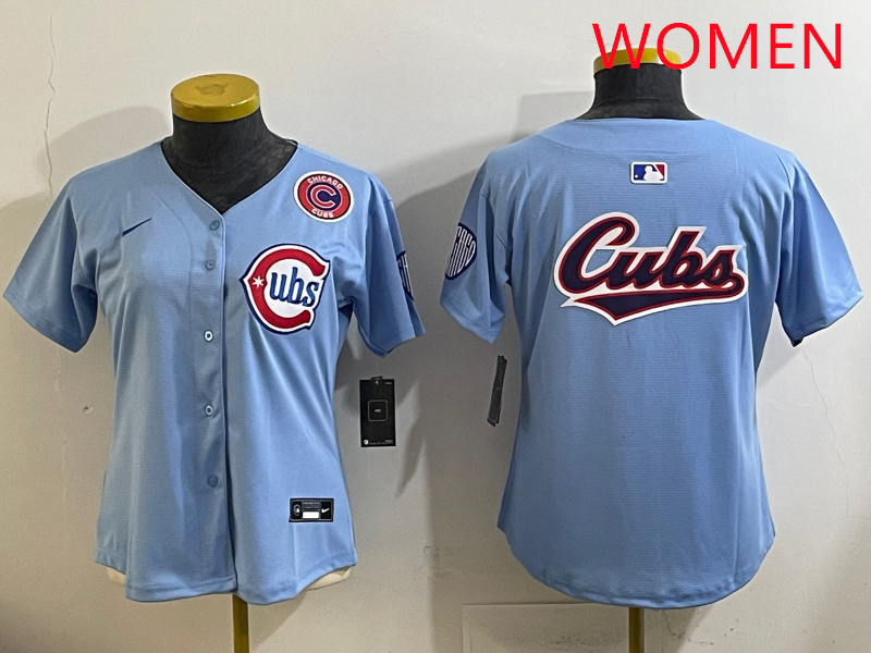 Women 2025 Chicago Cubs blank Blue Game Nike MLB Jersey style 57->women mlb jersey->Women Jersey